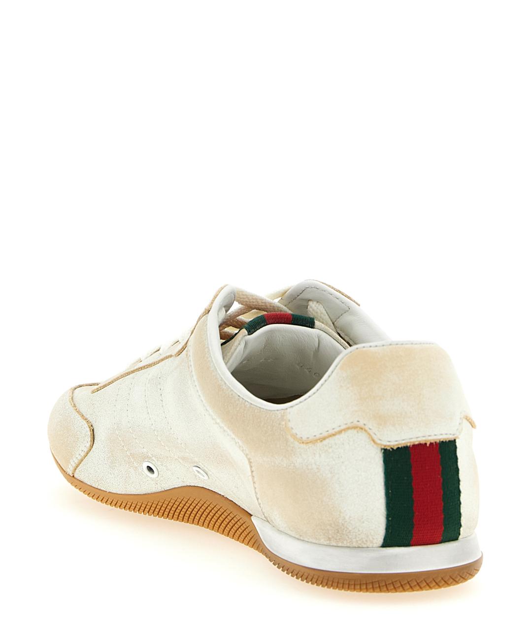 GUCCI Бежевые кожаные кроссовки, фото 3