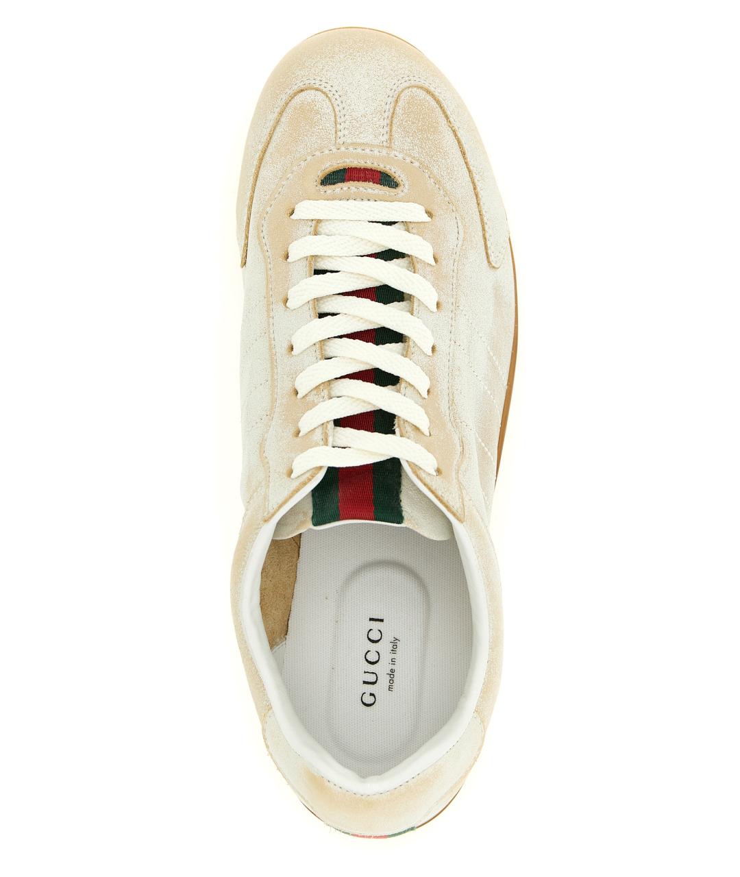 GUCCI Бежевые кожаные кроссовки, фото 4