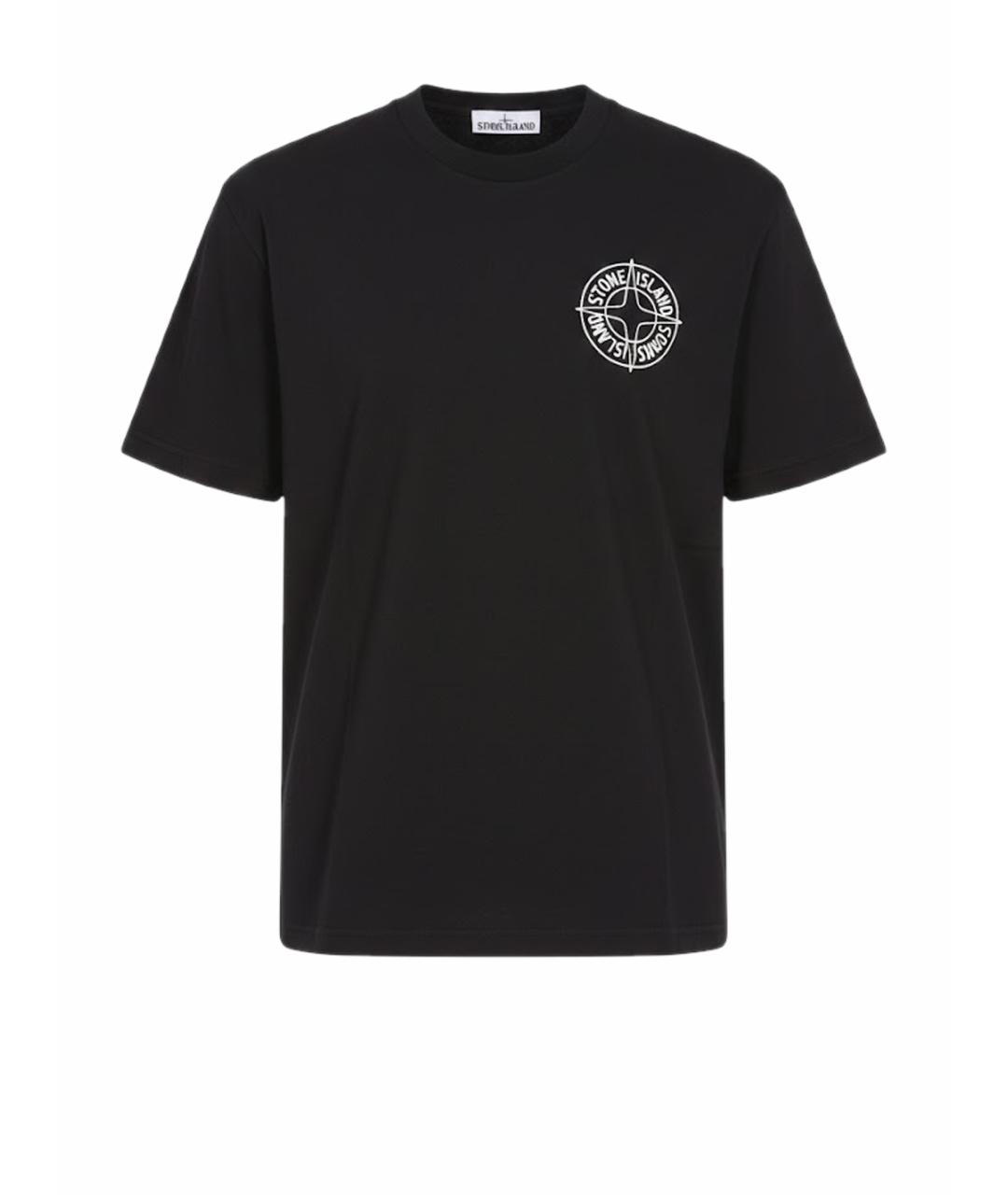 STONE ISLAND Черная хлопковая футболка, фото 1