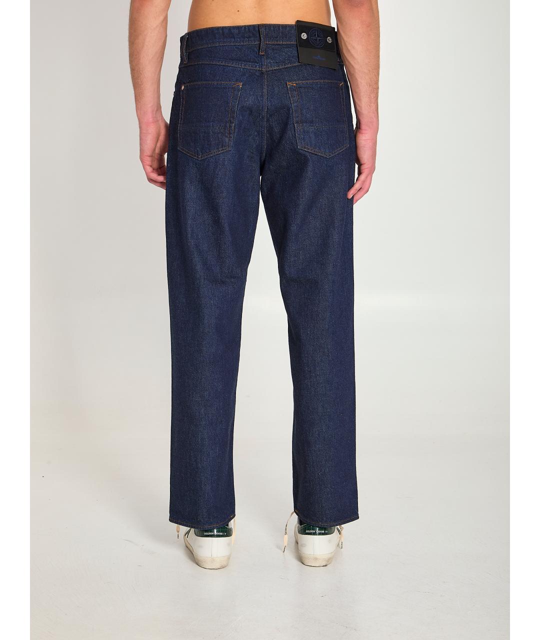 STONE ISLAND Синие хлопковые прямые джинсы, фото 4