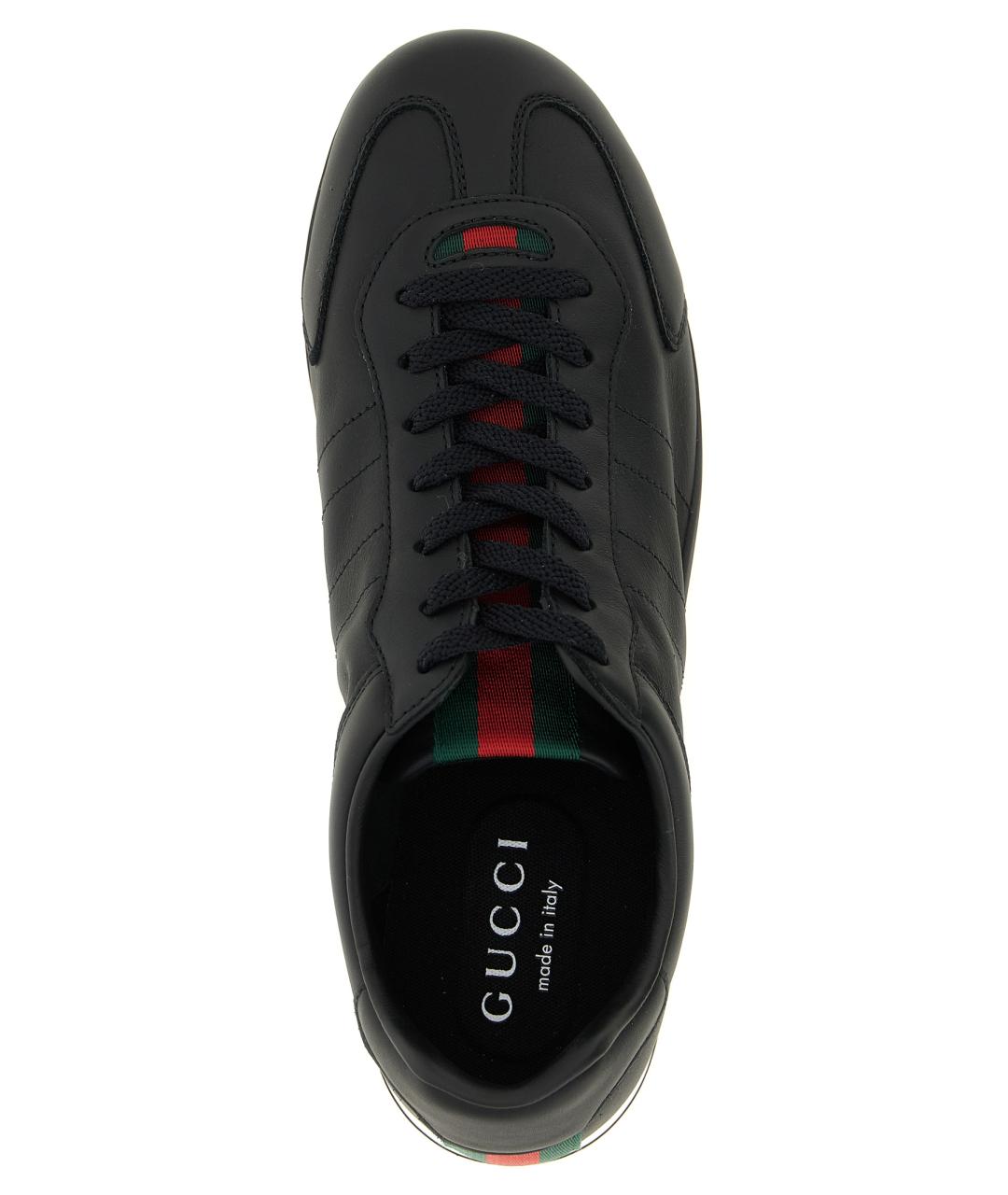 GUCCI Черные кожаные низкие кроссовки / кеды, фото 4