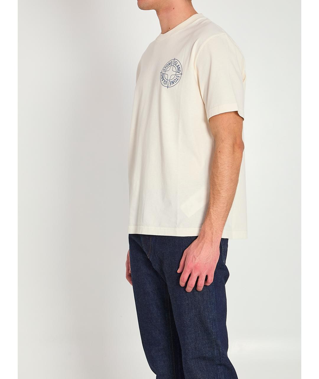 STONE ISLAND Белая хлопковая футболка, фото 3
