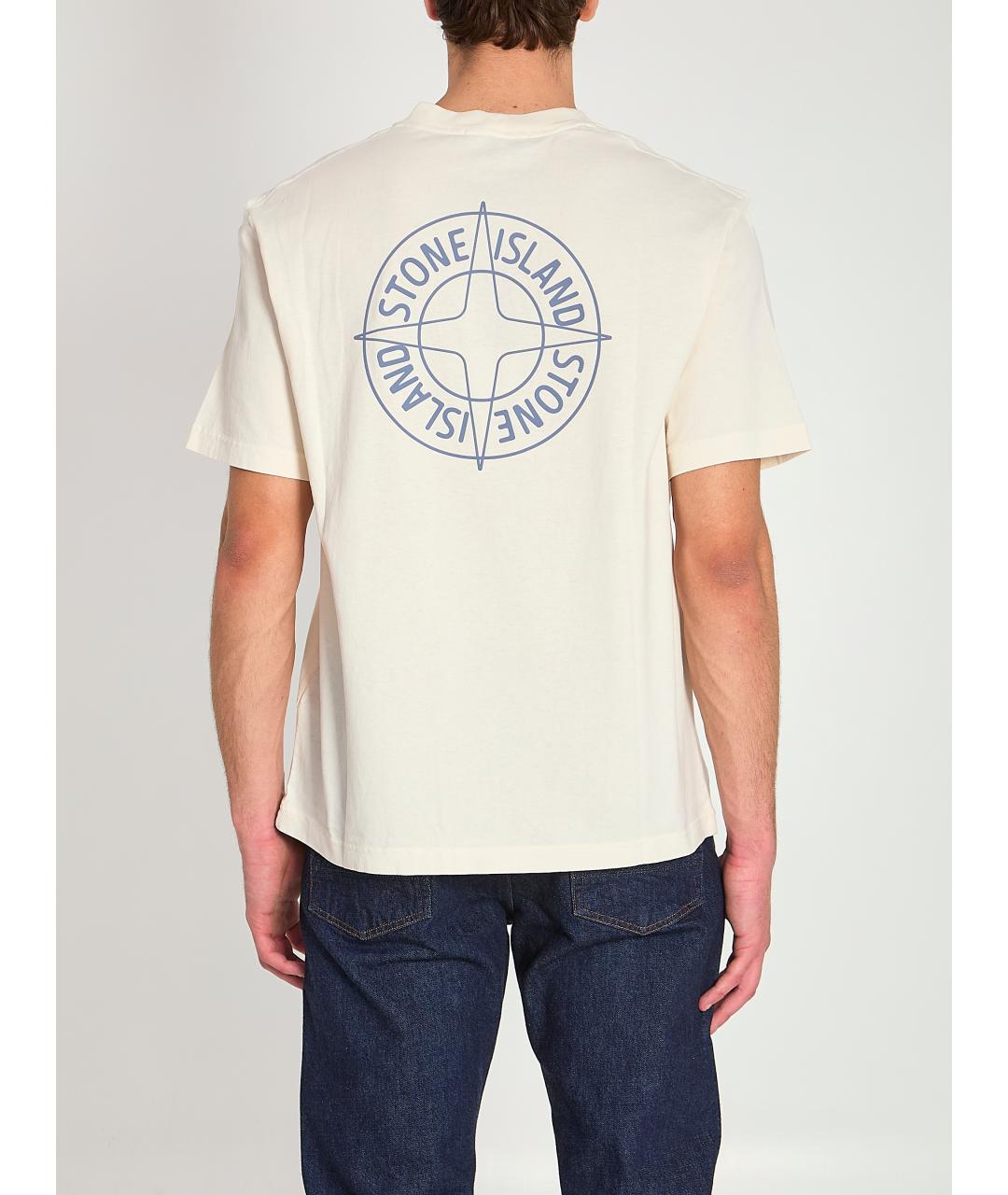 STONE ISLAND Белая хлопковая футболка, фото 5