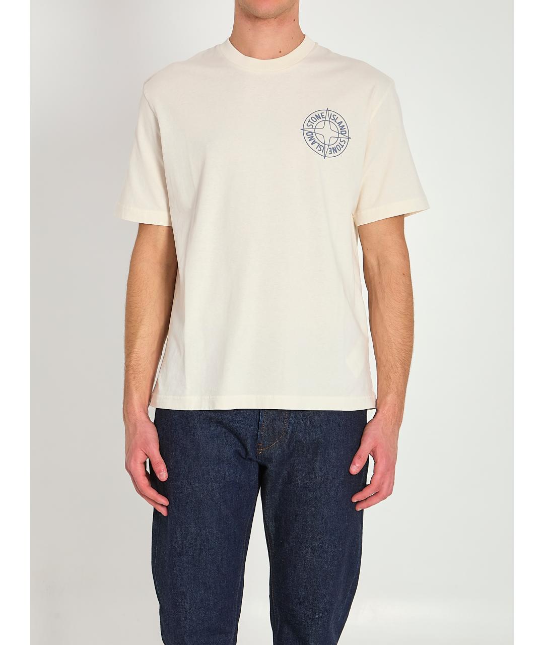 STONE ISLAND Белая хлопковая футболка, фото 2