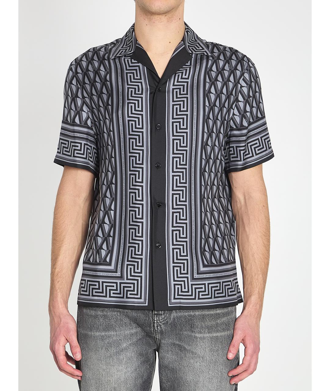 VERSACE Антрацитовая шелковая кэжуал рубашка, фото 5