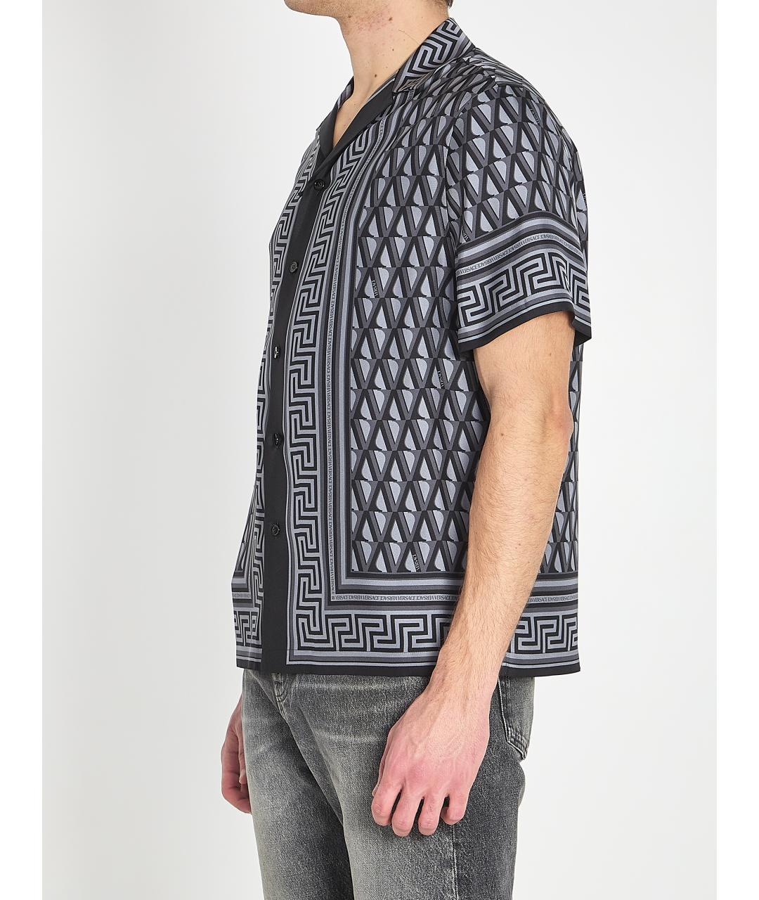 VERSACE Антрацитовая шелковая кэжуал рубашка, фото 2