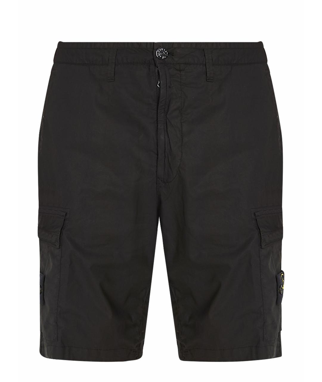 STONE ISLAND Черные хлопковые шорты, фото 1