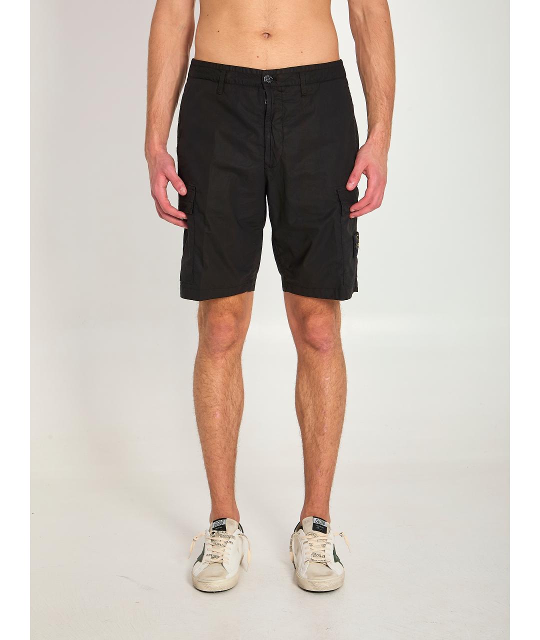 STONE ISLAND Черные хлопковые шорты, фото 5