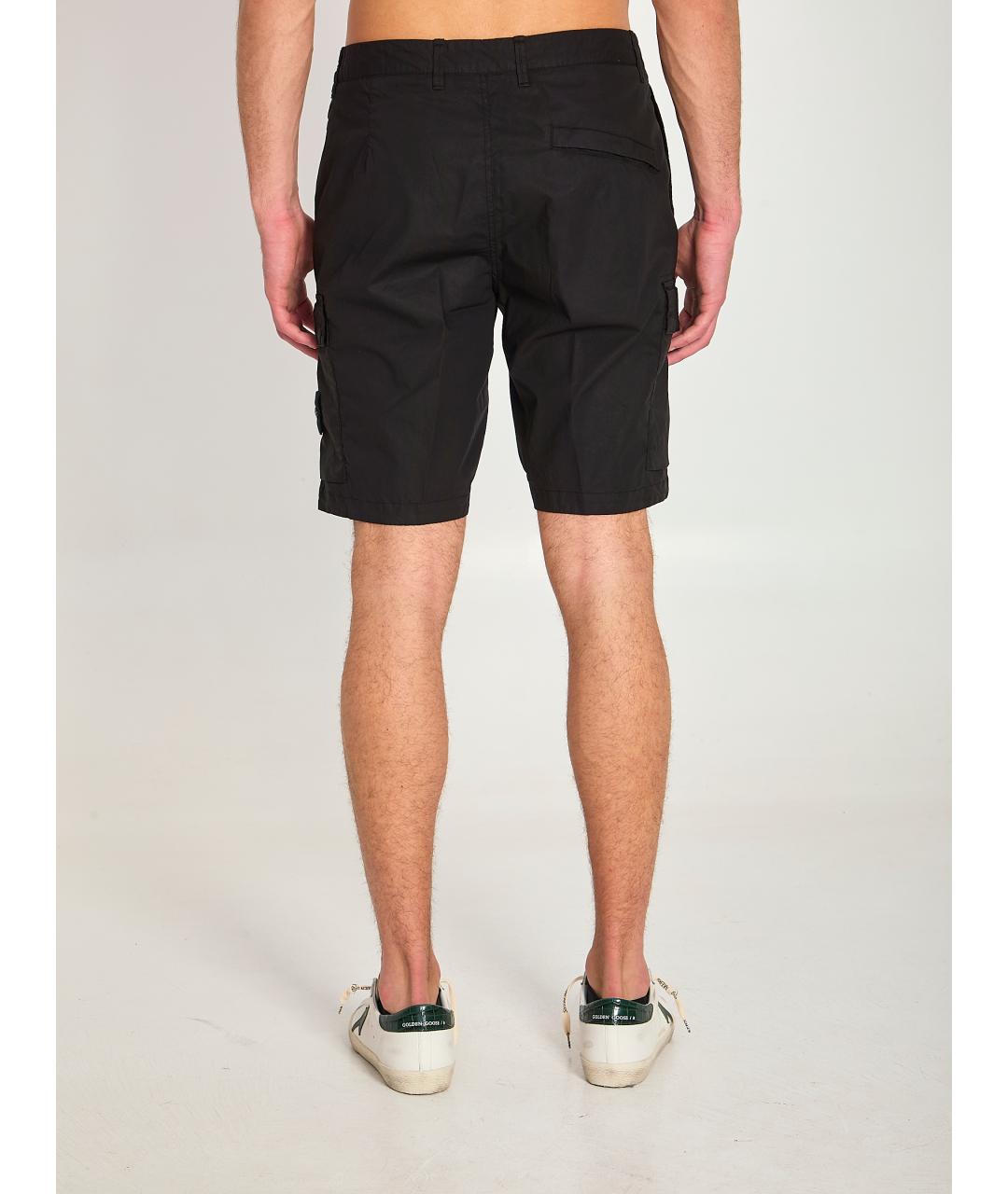 STONE ISLAND Черные хлопковые шорты, фото 4