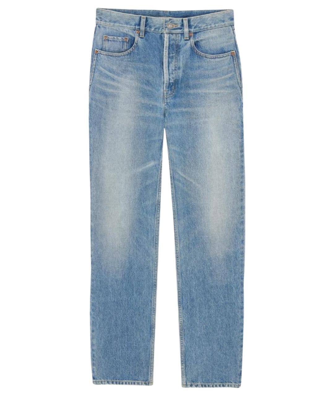 SAINT LAURENT Голубые хлопковые прямые джинсы, фото 1
