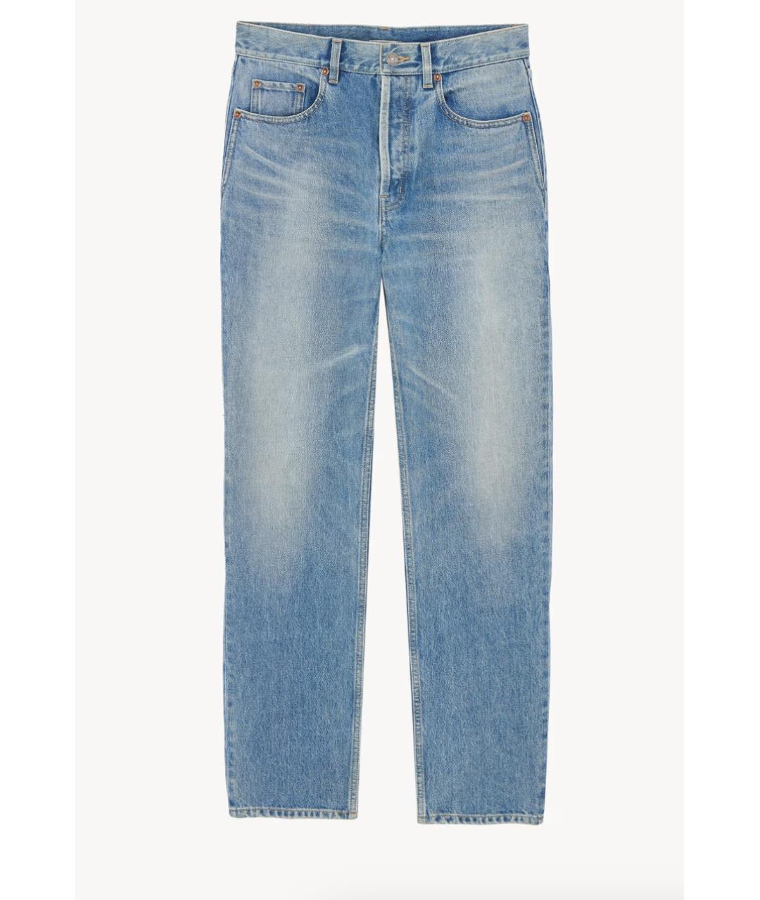 SAINT LAURENT Голубые хлопковые прямые джинсы, фото 8