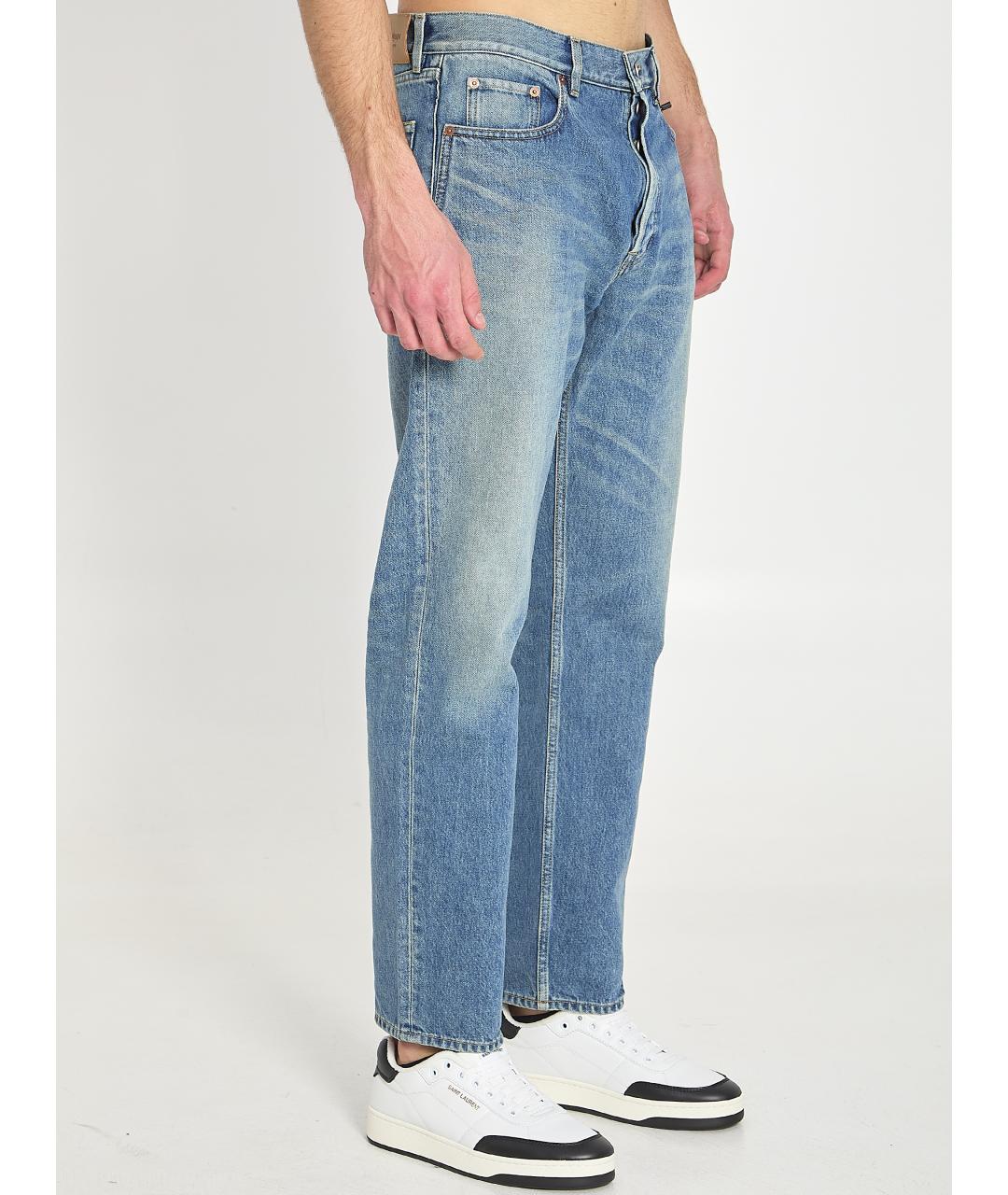 SAINT LAURENT Голубые хлопковые прямые джинсы, фото 2