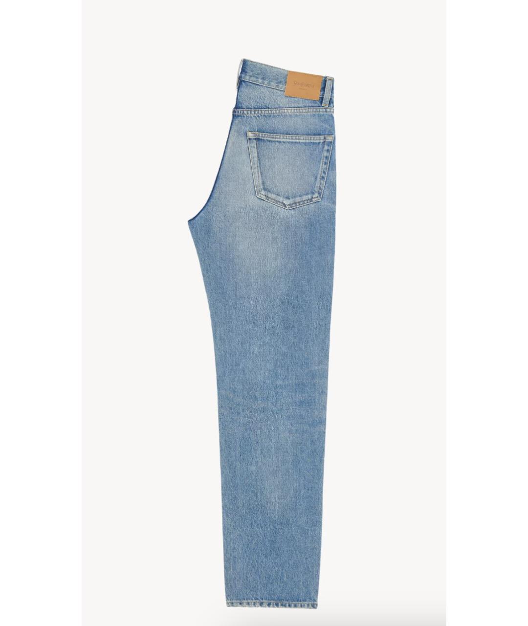 SAINT LAURENT Голубые хлопковые прямые джинсы, фото 6