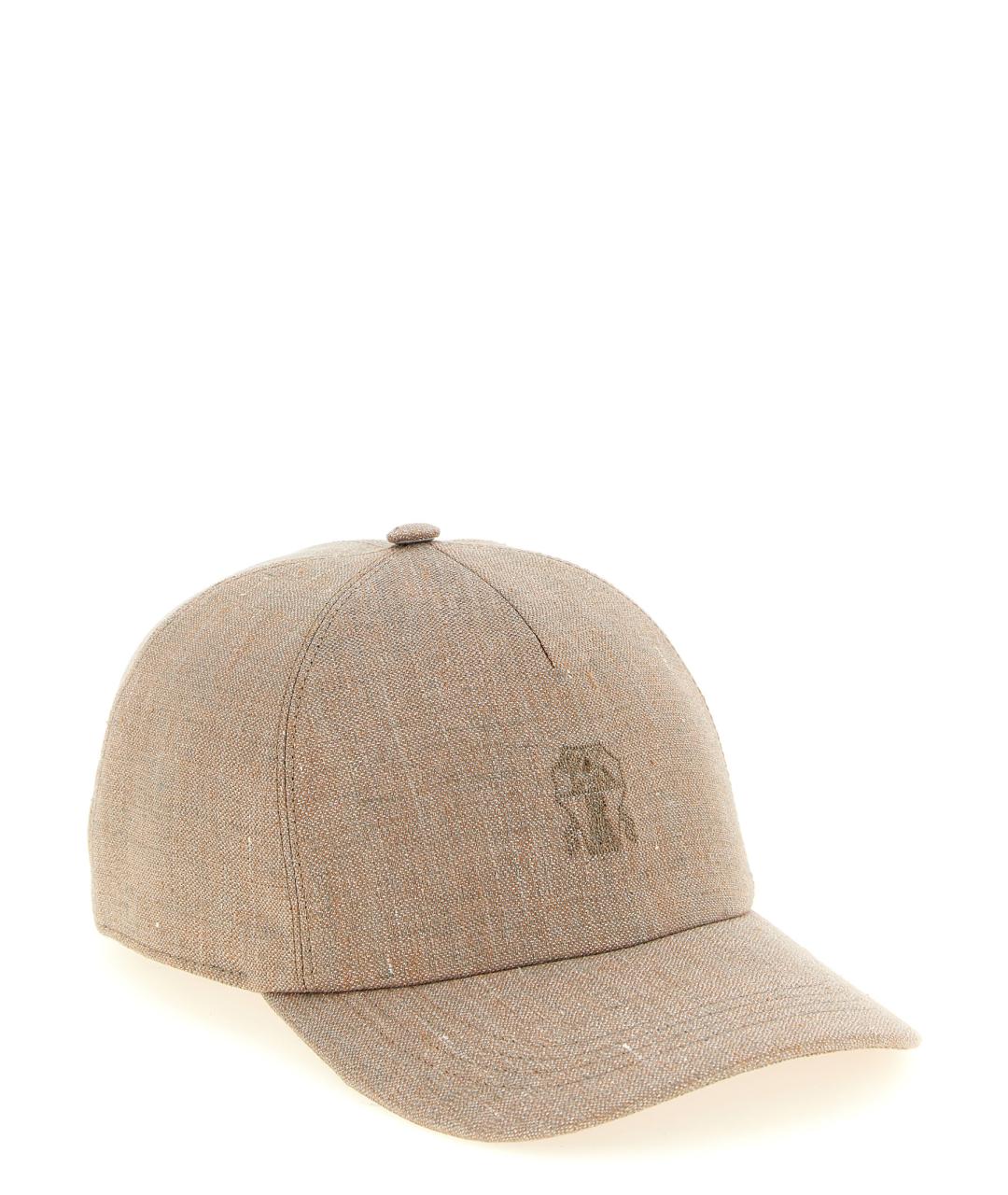 BRUNELLO CUCINELLI Бежевая льняная кепка, фото 2
