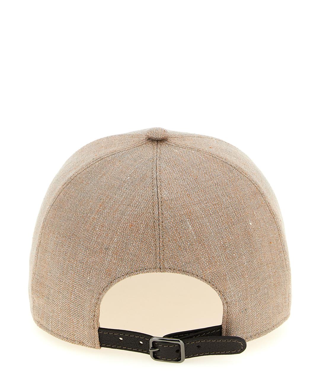 BRUNELLO CUCINELLI Бежевая льняная кепка, фото 3