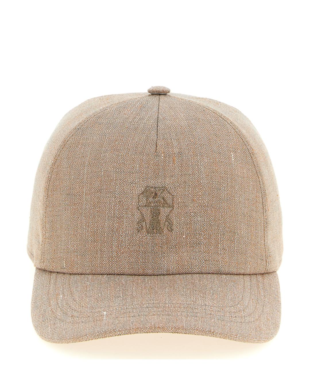 BRUNELLO CUCINELLI Бежевая льняная кепка, фото 1