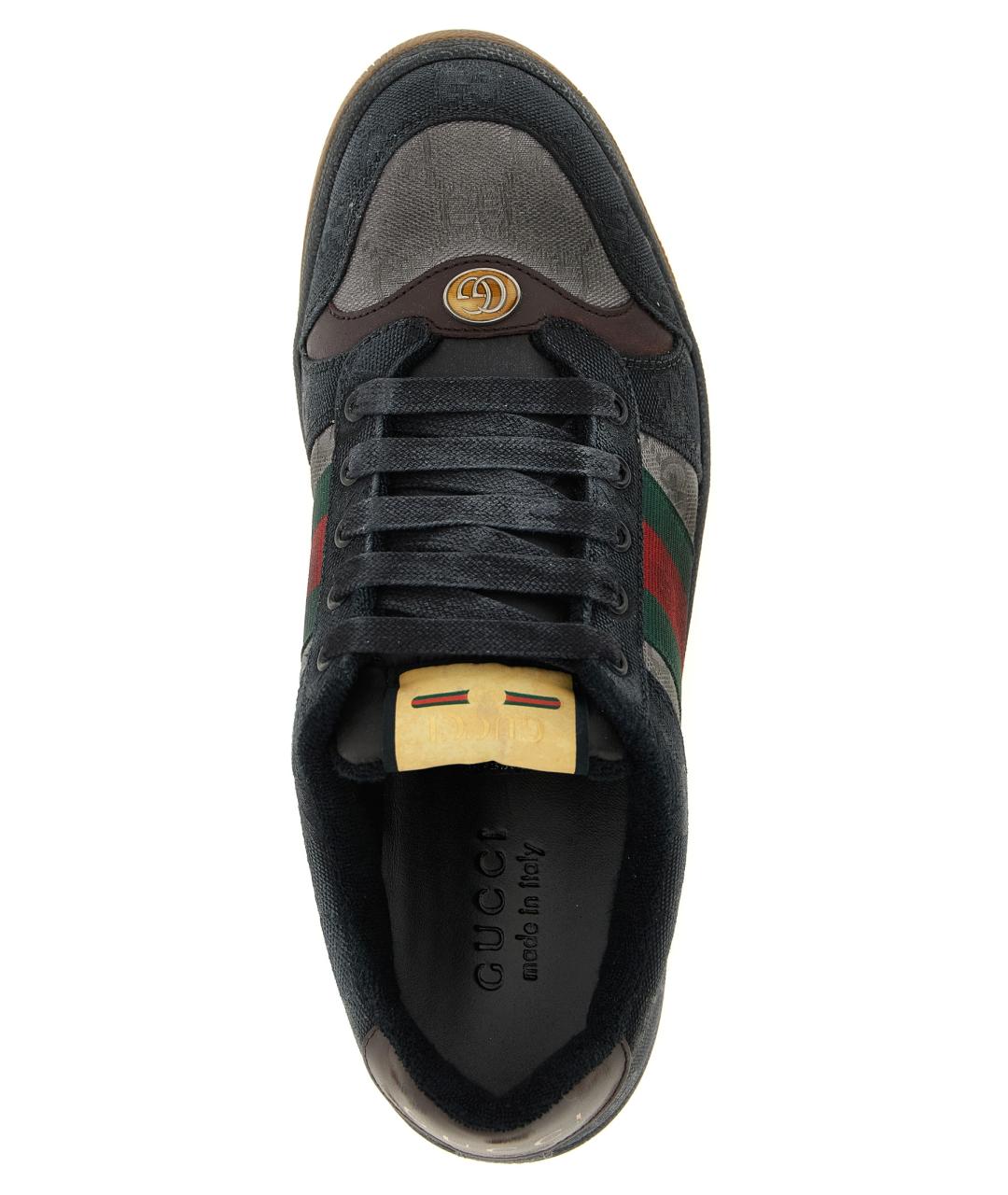 GUCCI Черные текстильные низкие кроссовки / кеды, фото 4