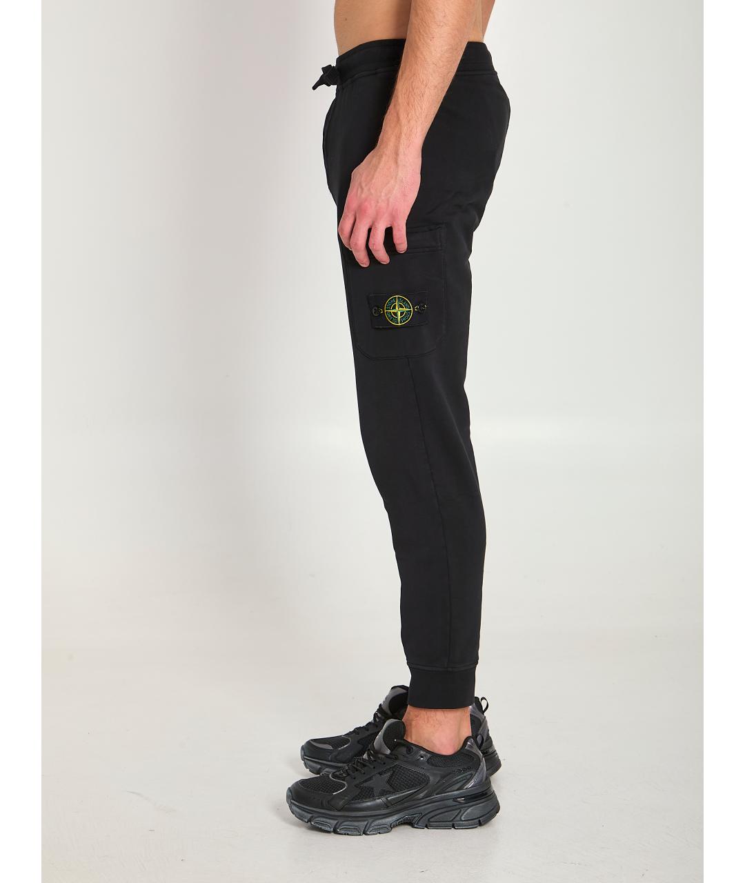 STONE ISLAND Черные хлопковые повседневные брюки, фото 3