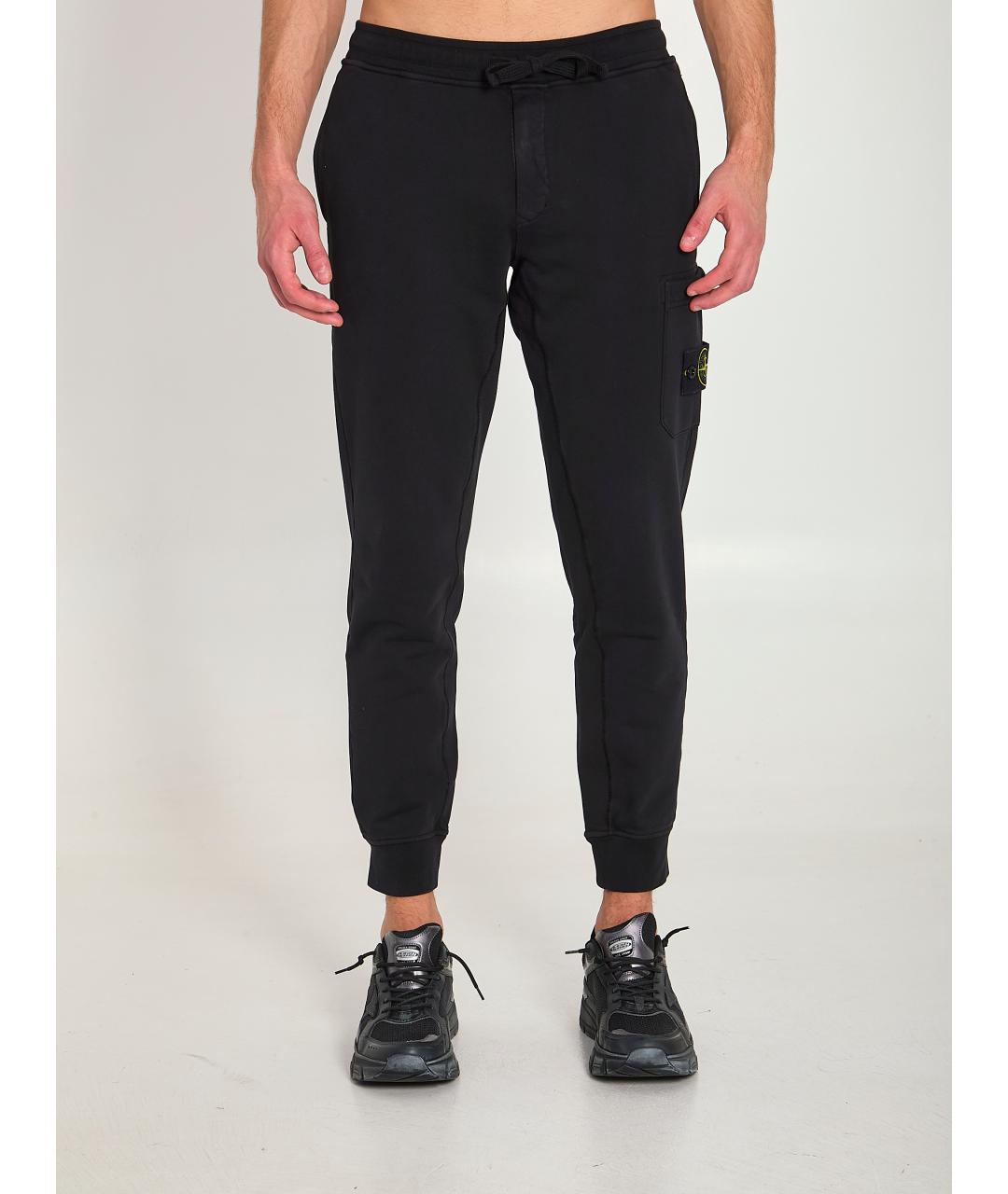 STONE ISLAND Черные хлопковые повседневные брюки, фото 5