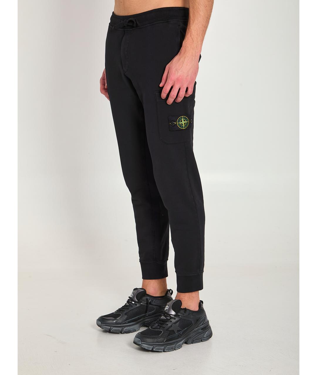 STONE ISLAND Черные хлопковые повседневные брюки, фото 2