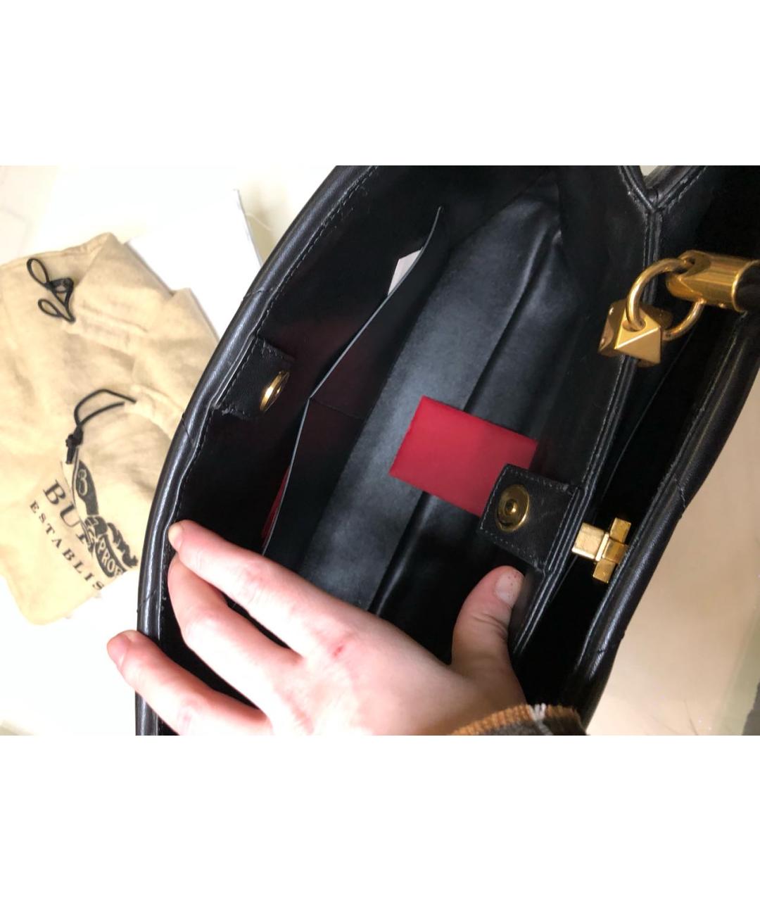 VALENTINO Черная кожаная сумка с короткими ручками, фото 8