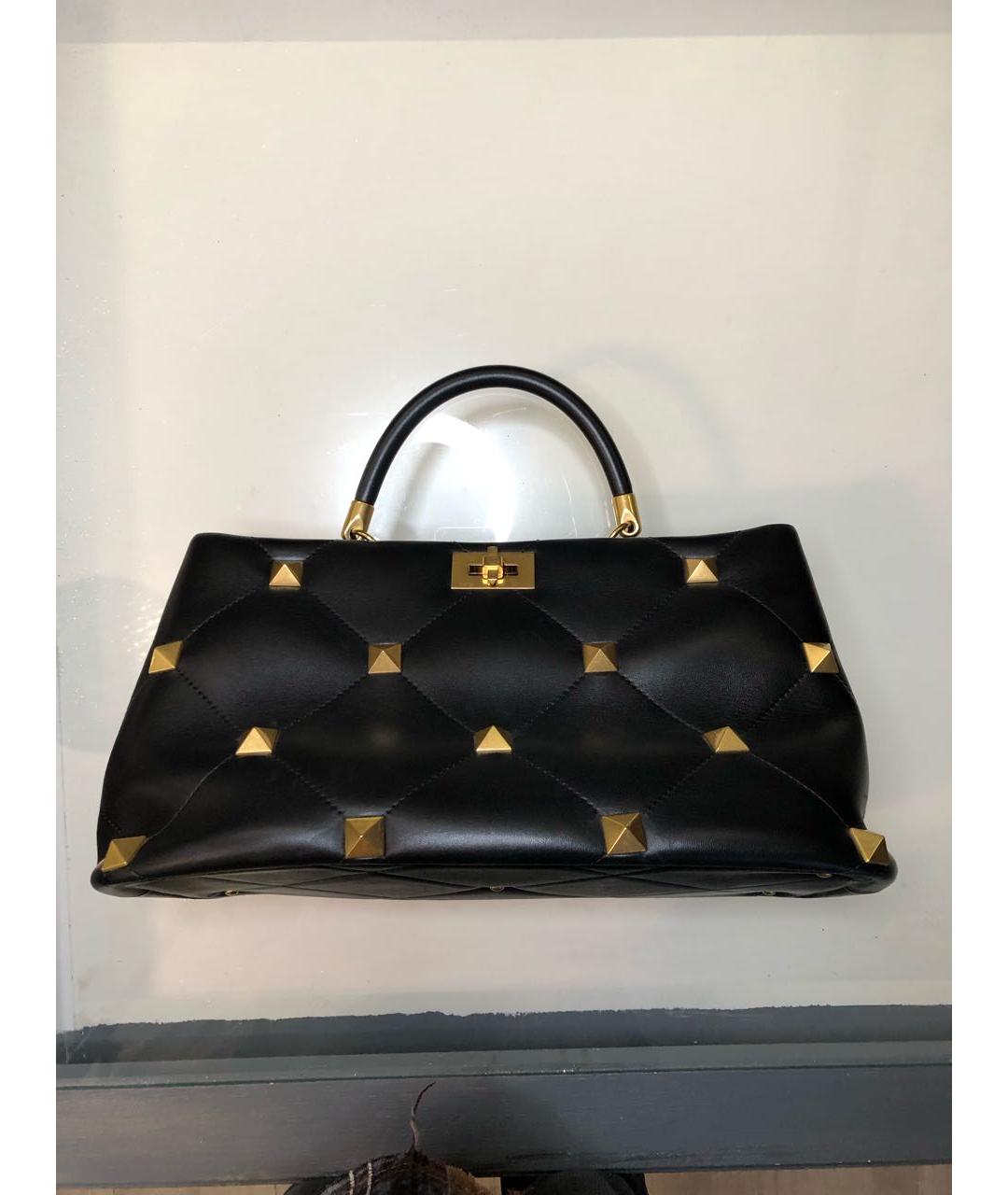 VALENTINO Черная кожаная сумка с короткими ручками, фото 9