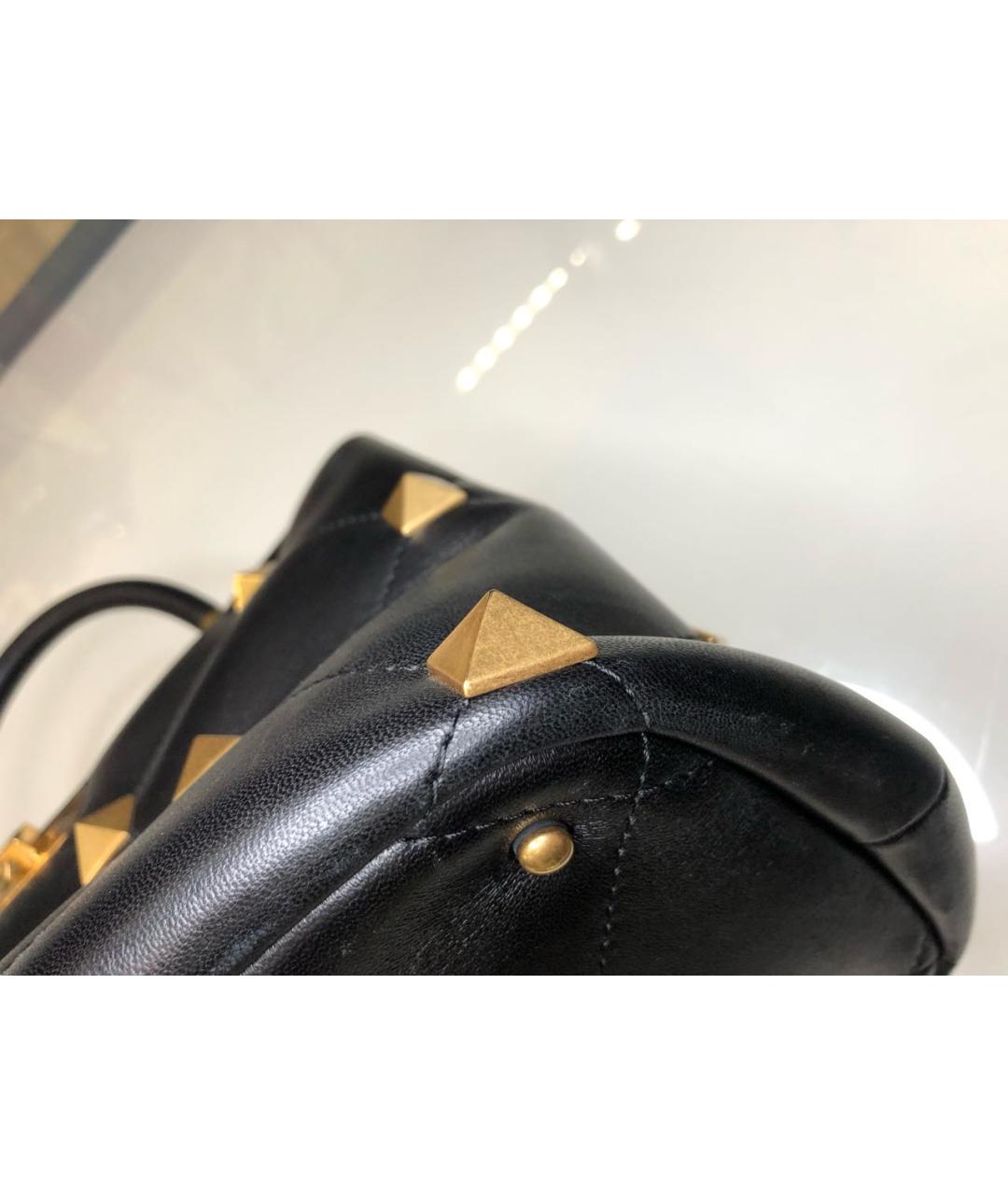 VALENTINO Черная кожаная сумка с короткими ручками, фото 5