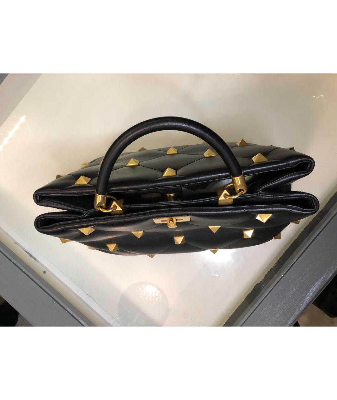 VALENTINO Черная кожаная сумка с короткими ручками, фото 4