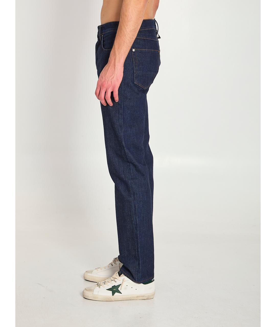 STONE ISLAND Темно-синие хлопковые прямые джинсы, фото 3