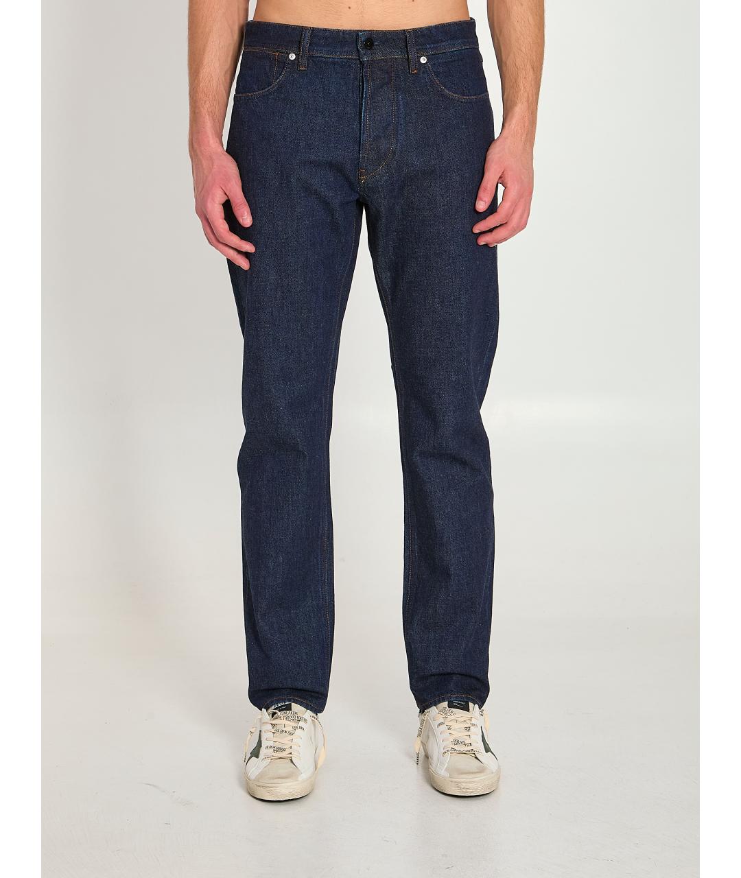 STONE ISLAND Темно-синие хлопковые прямые джинсы, фото 5