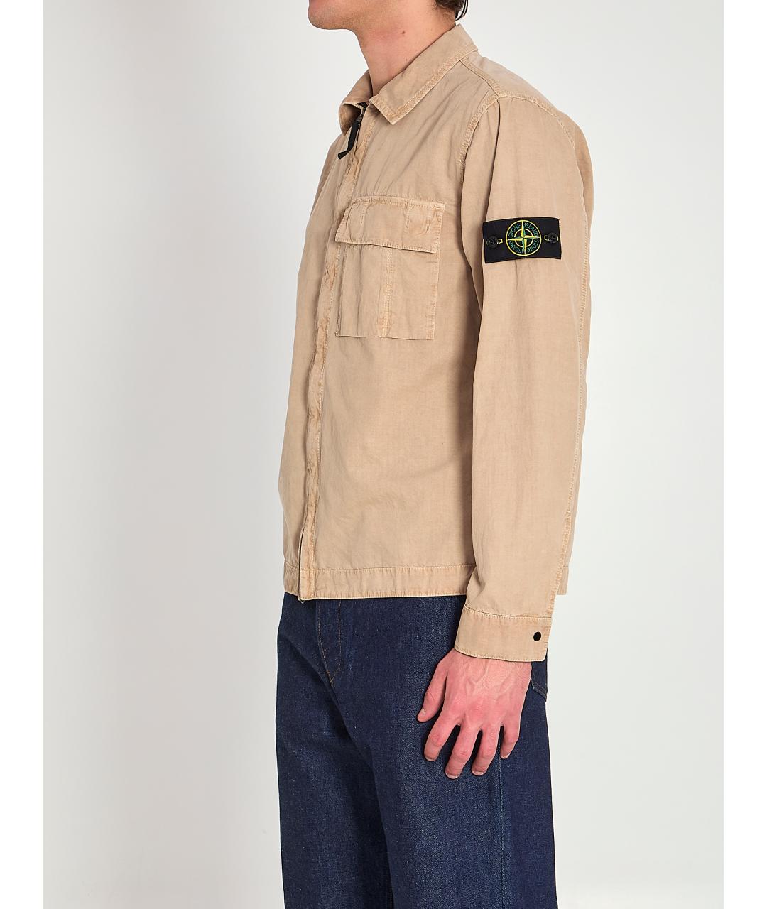 STONE ISLAND Бежевая хлопковая куртка, фото 2