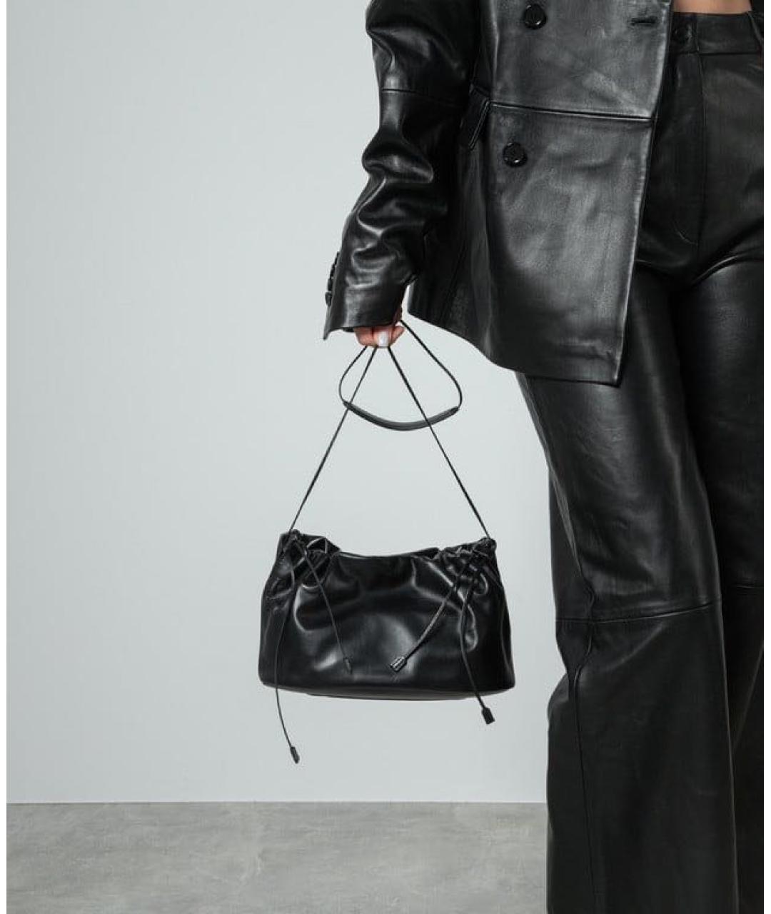 LOULOU STUDIO Черная кожаная сумка через плечо, фото 5