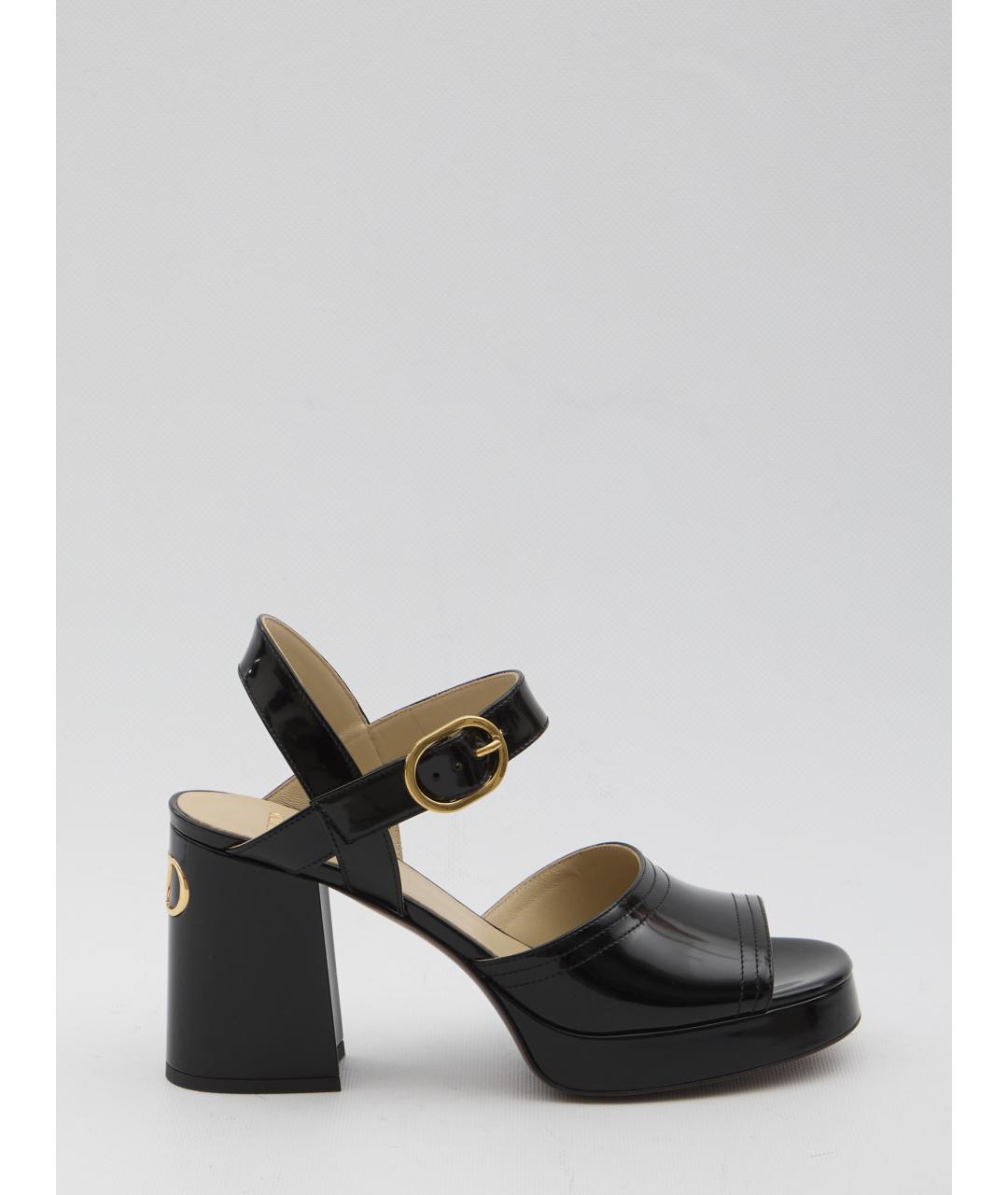 VALENTINO Черные кожаные босоножки, фото 6