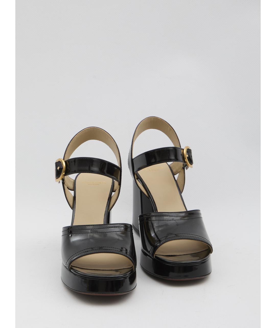 VALENTINO Черные кожаные босоножки, фото 5