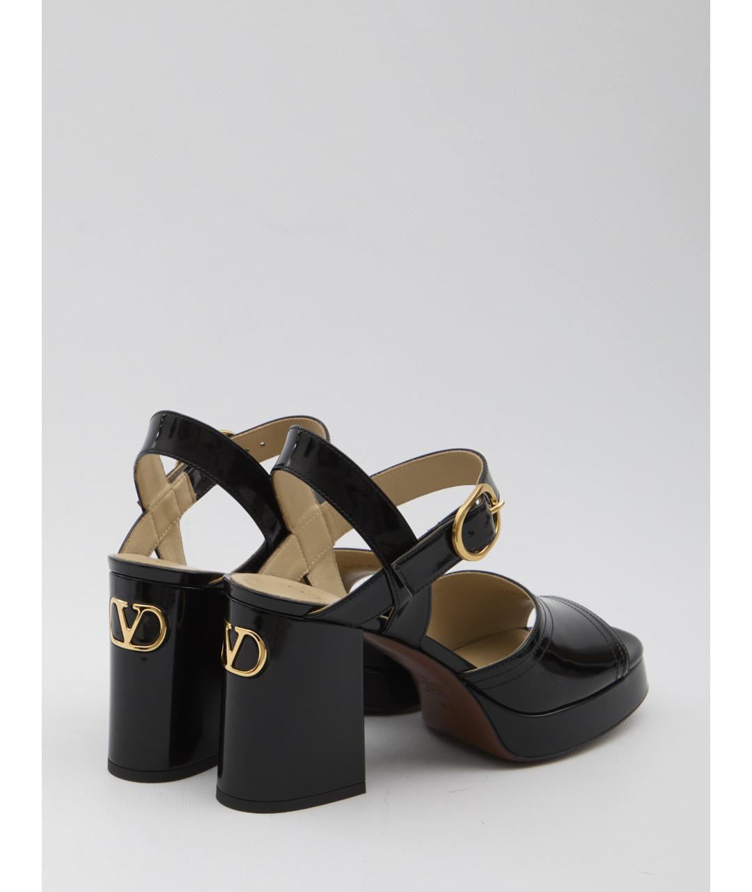 VALENTINO Черные кожаные босоножки, фото 3