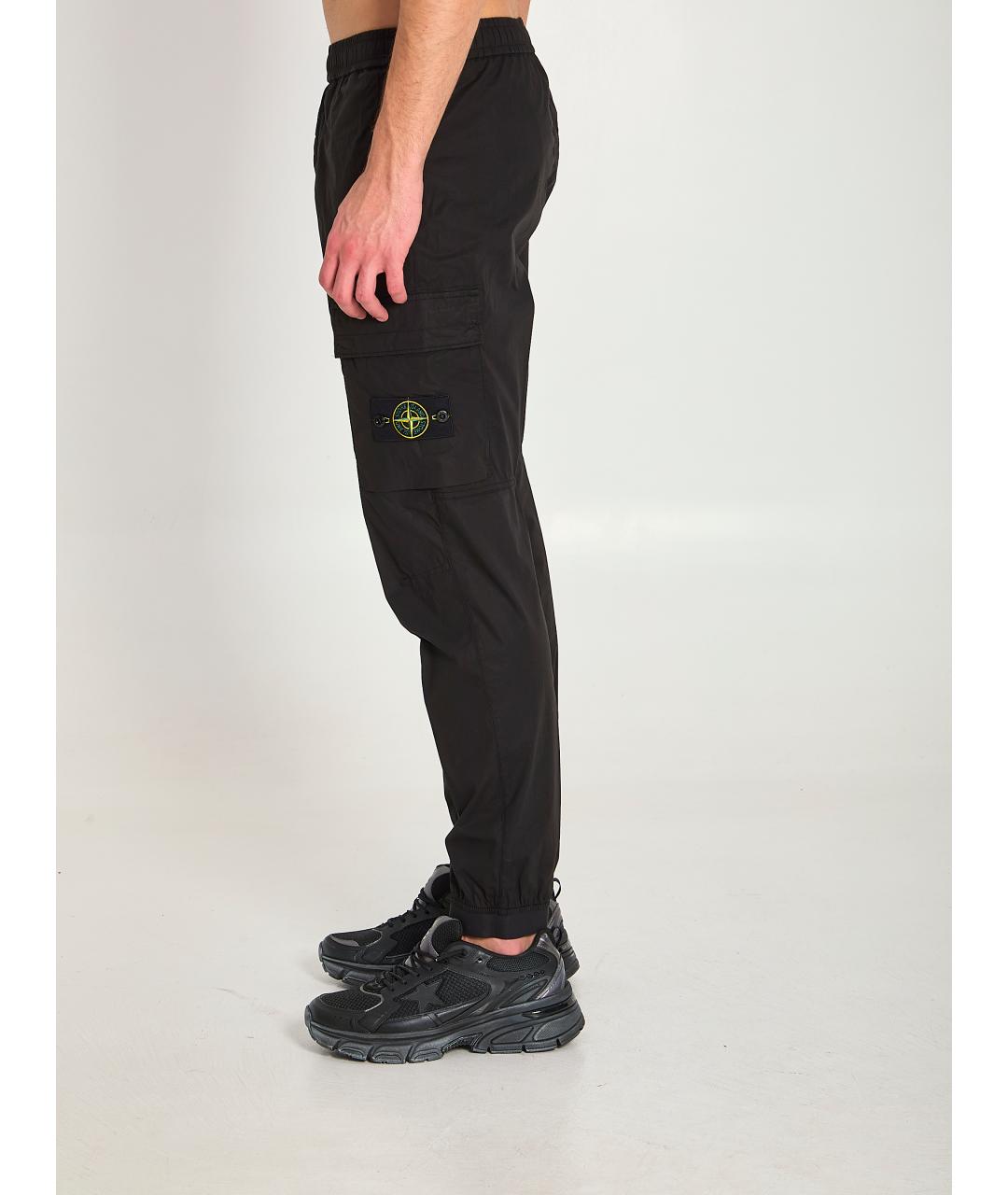 STONE ISLAND Черные хлопковые повседневные брюки, фото 3