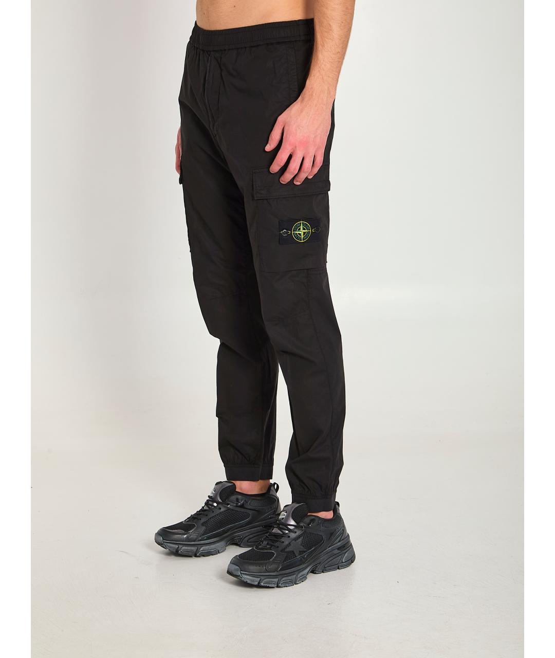 STONE ISLAND Черные хлопковые повседневные брюки, фото 2