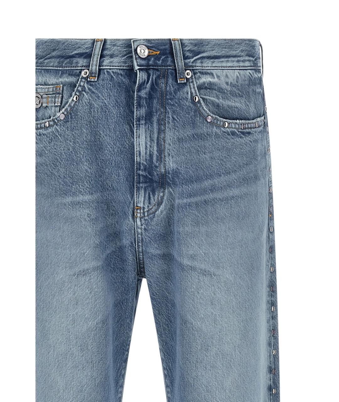 VERSACE Синие хлопковые прямые джинсы, фото 7