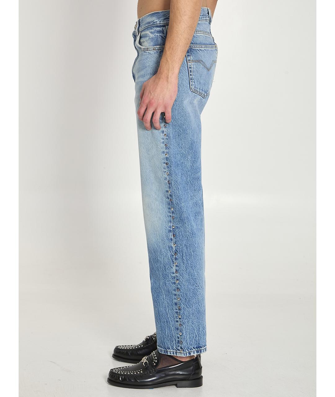 VERSACE Синие хлопковые прямые джинсы, фото 3