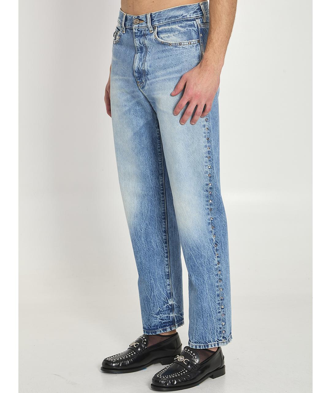 VERSACE Синие хлопковые прямые джинсы, фото 2