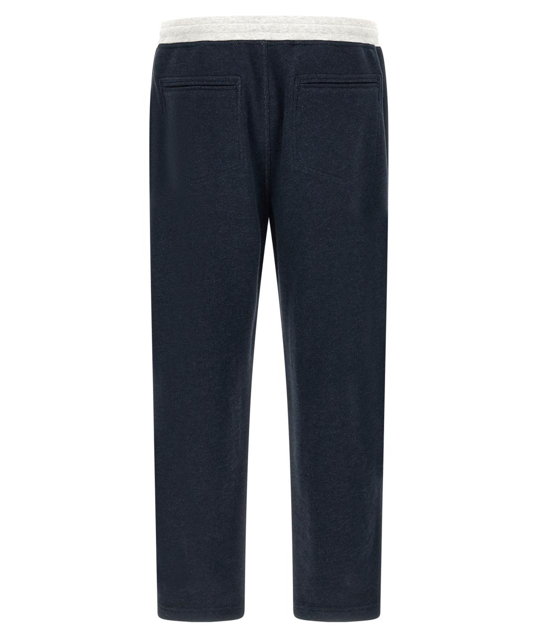 BRUNELLO CUCINELLI Синие хлопковые повседневные брюки, фото 2