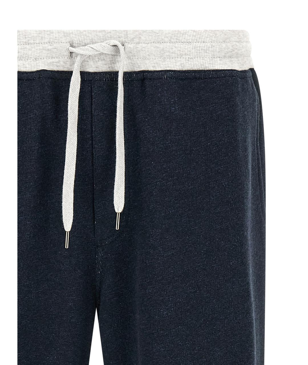 BRUNELLO CUCINELLI Синие хлопковые повседневные брюки, фото 3