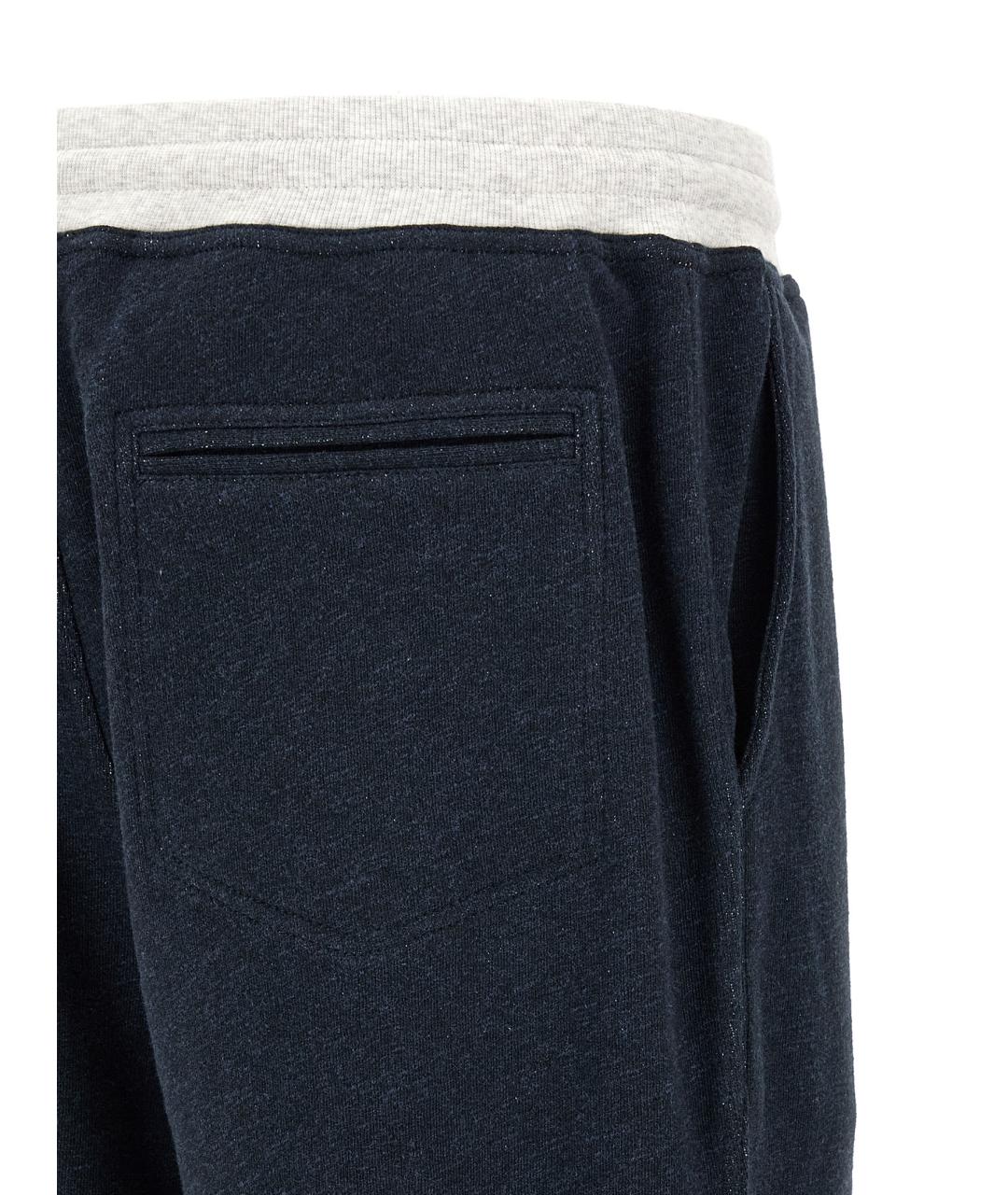 BRUNELLO CUCINELLI Синие хлопковые повседневные брюки, фото 4