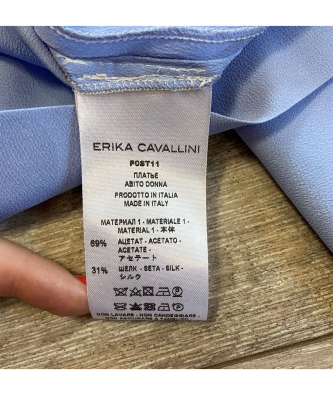 ERIKA CAVALLINI Голубое шелковое повседневное платье, фото 8