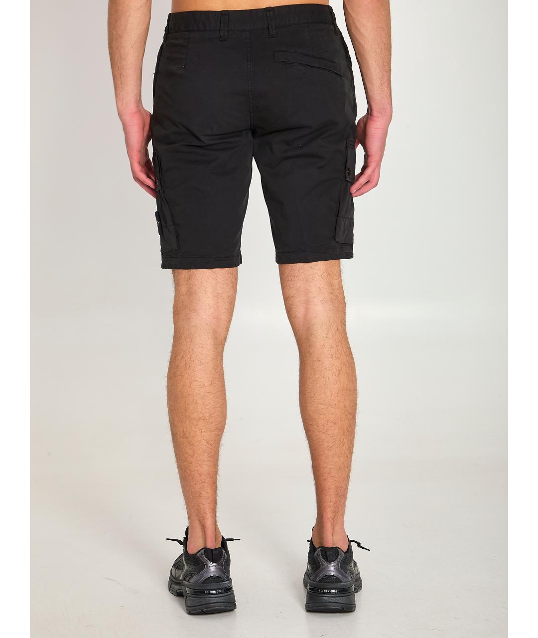 STONE ISLAND Черные хлопковые шорты, фото 4