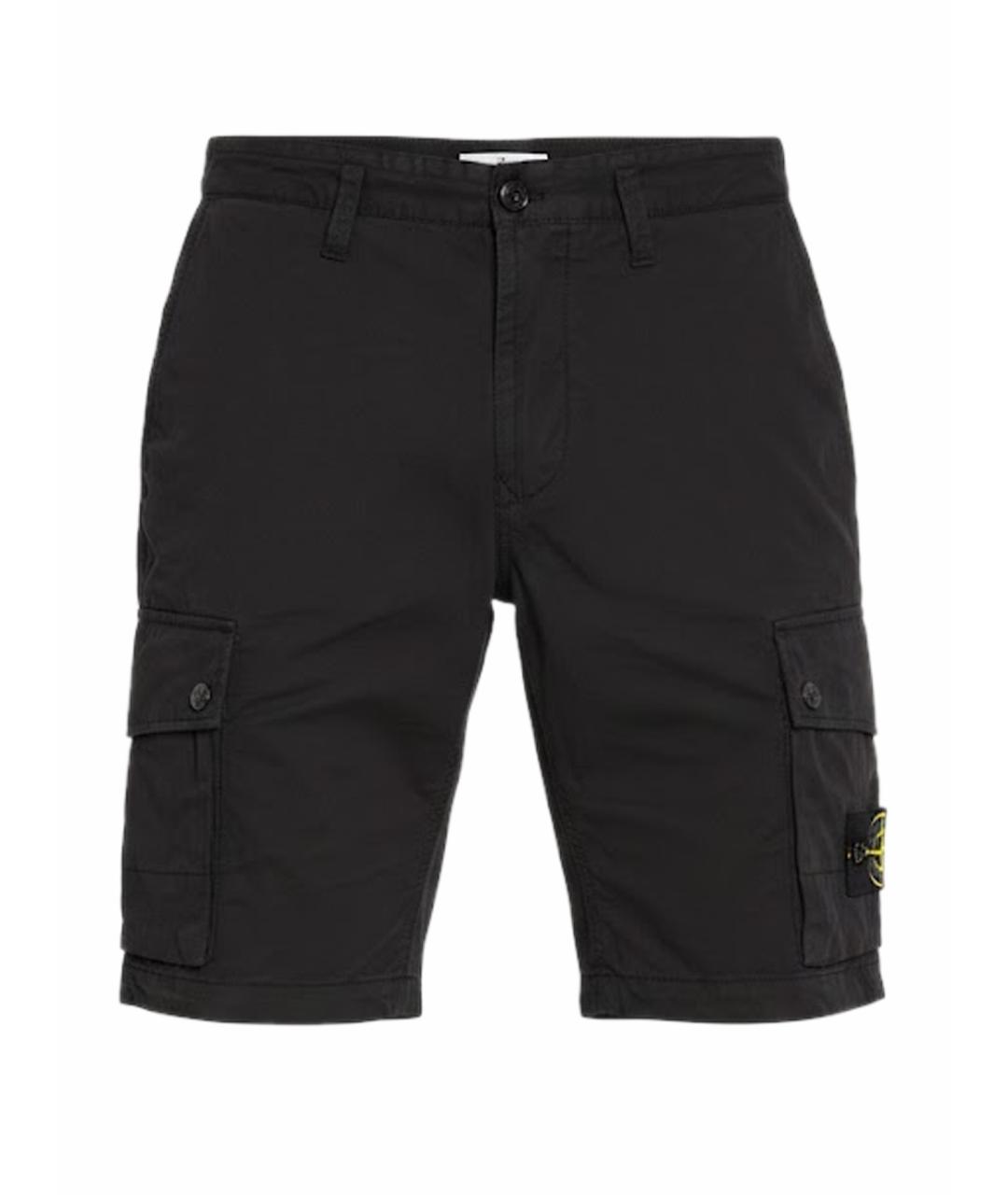 STONE ISLAND Черные хлопковые шорты, фото 1