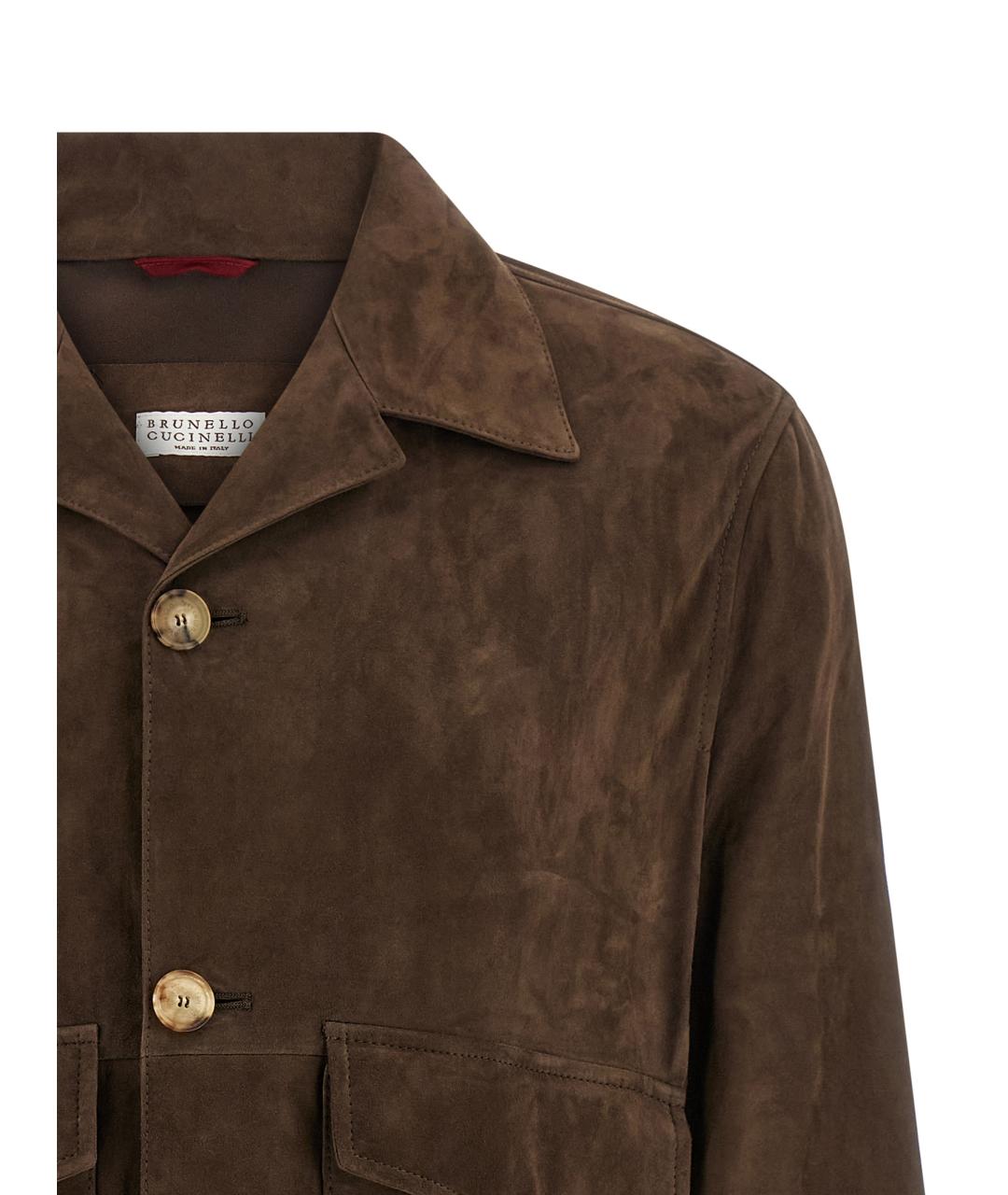 BRUNELLO CUCINELLI Коричневая кожаная куртка, фото 3