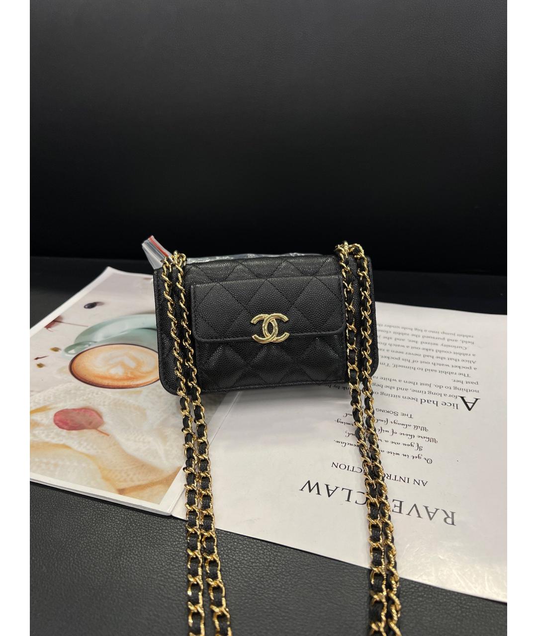 CHANEL Черная кожаная сумка через плечо, фото 3