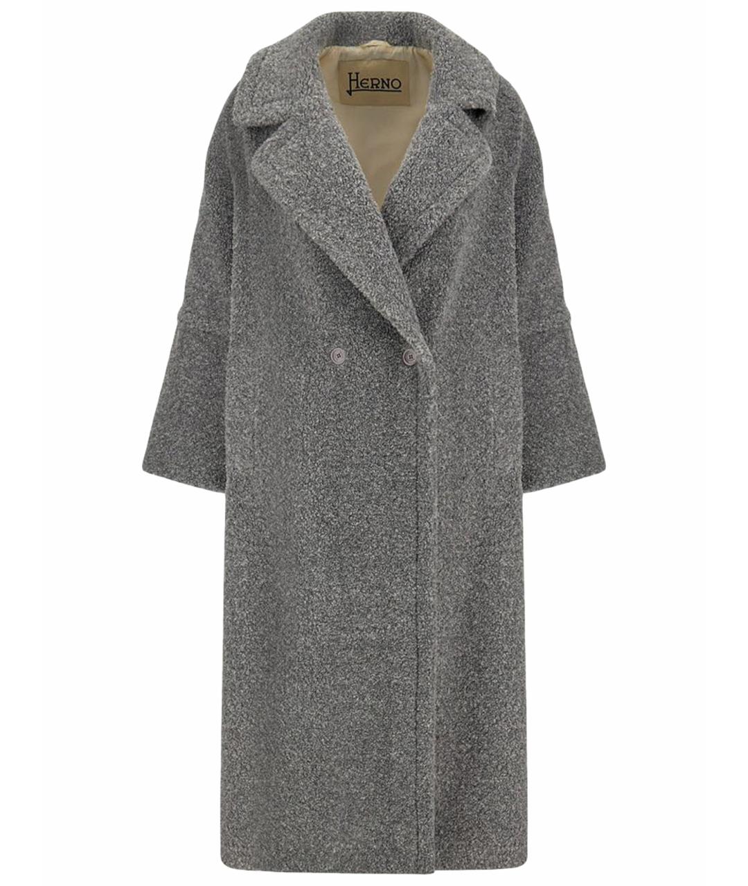 HERNO Серое полиэстеровое пальто, фото 1