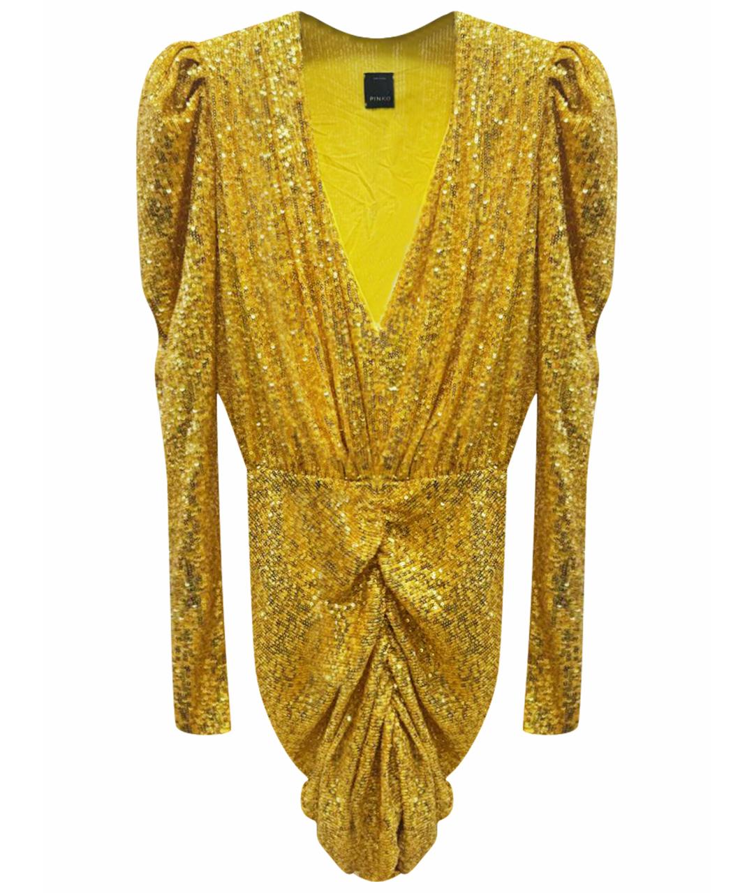 PINKO Золотое полиэстеровое вечернее платье, фото 1